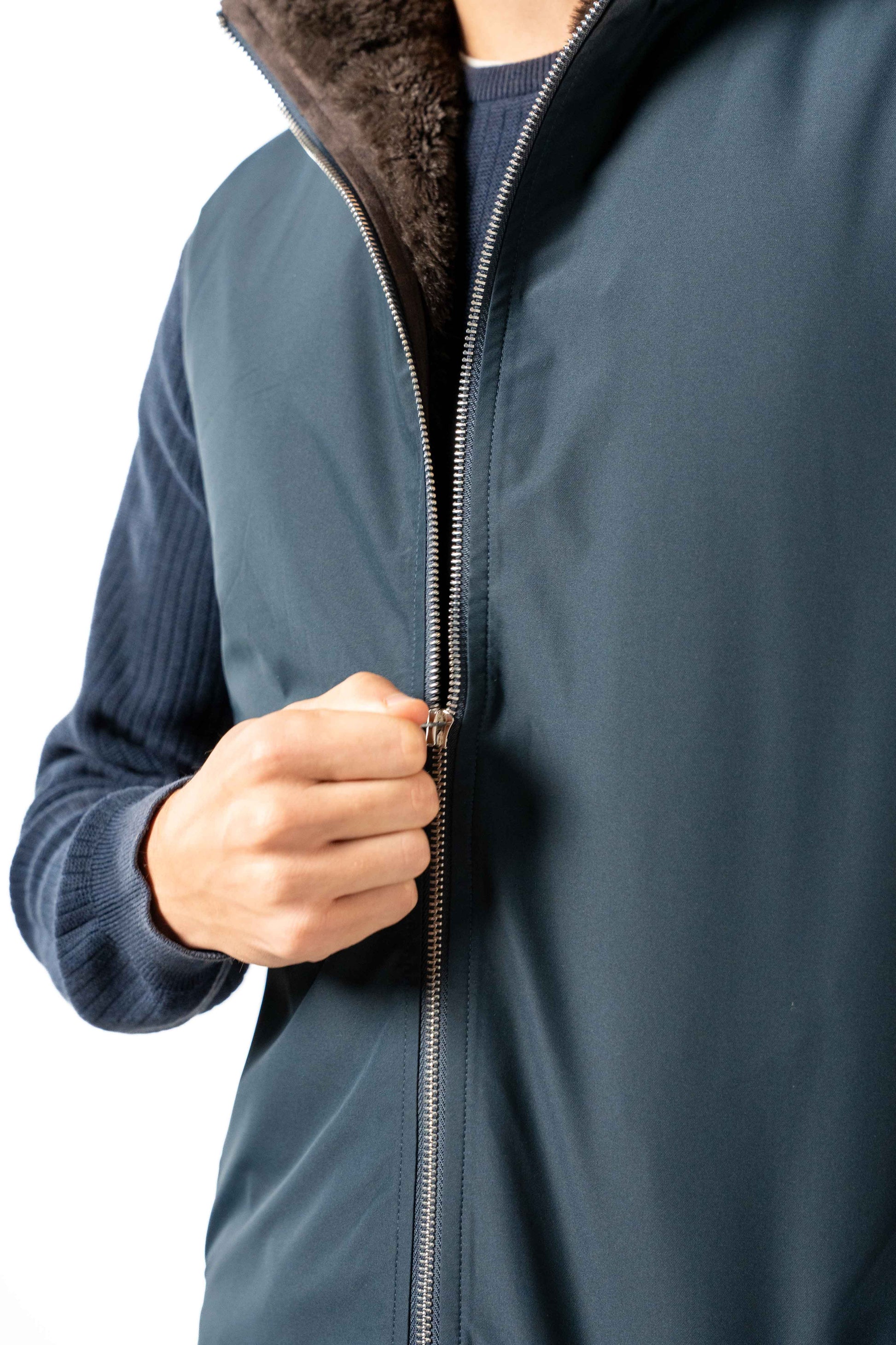 Fur Lined Gilet | Navy