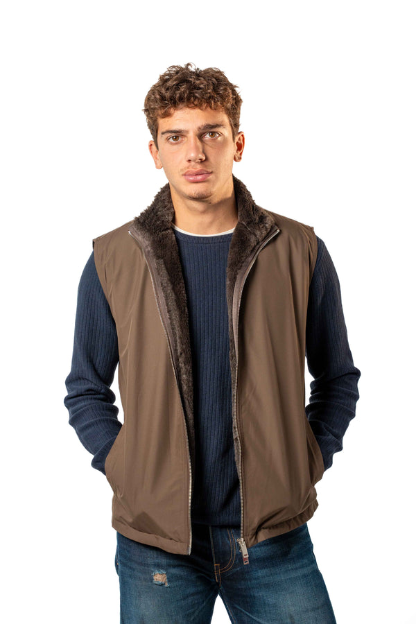 Fur Lined Gilet | Brown