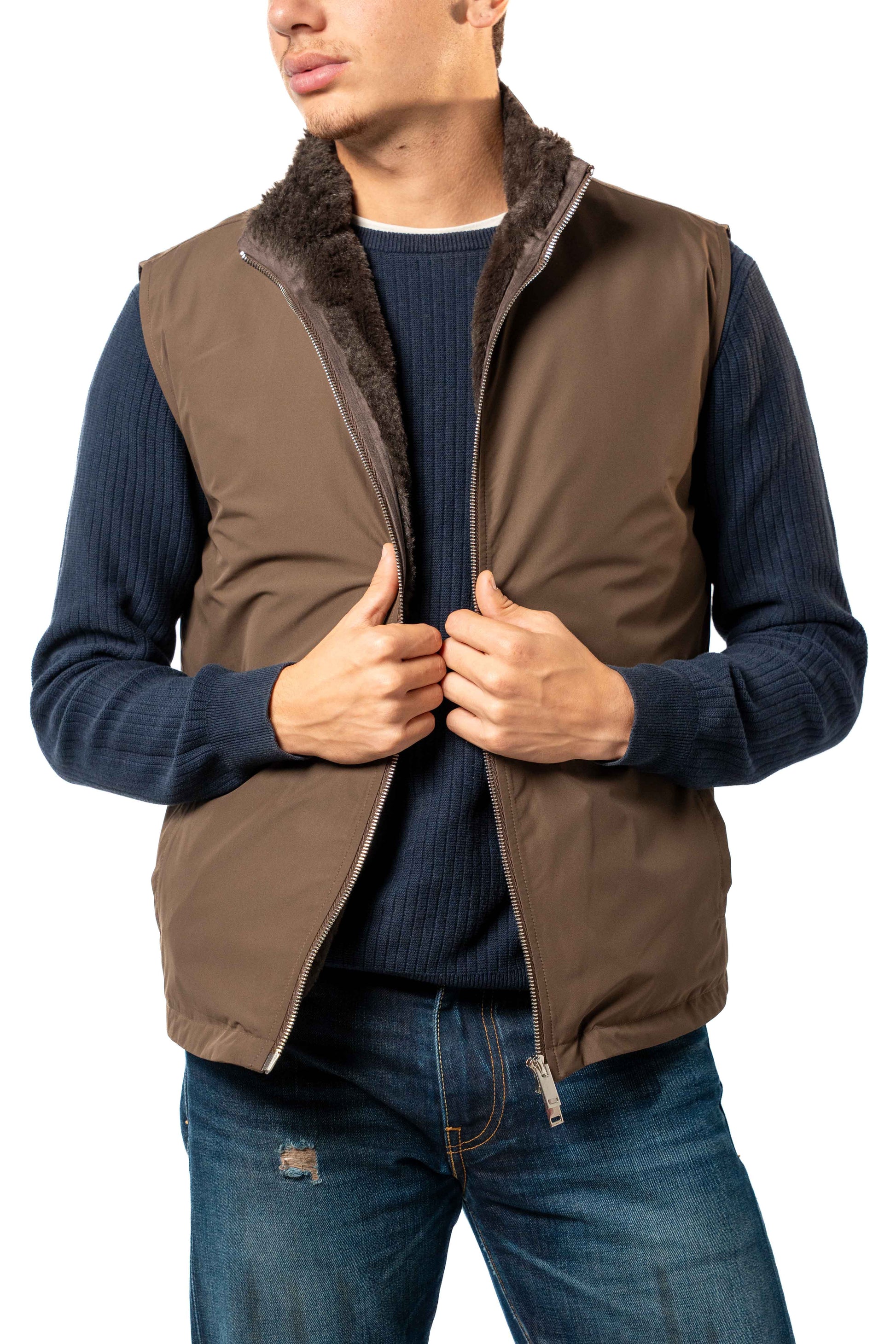Fur Lined Gilet | Brown