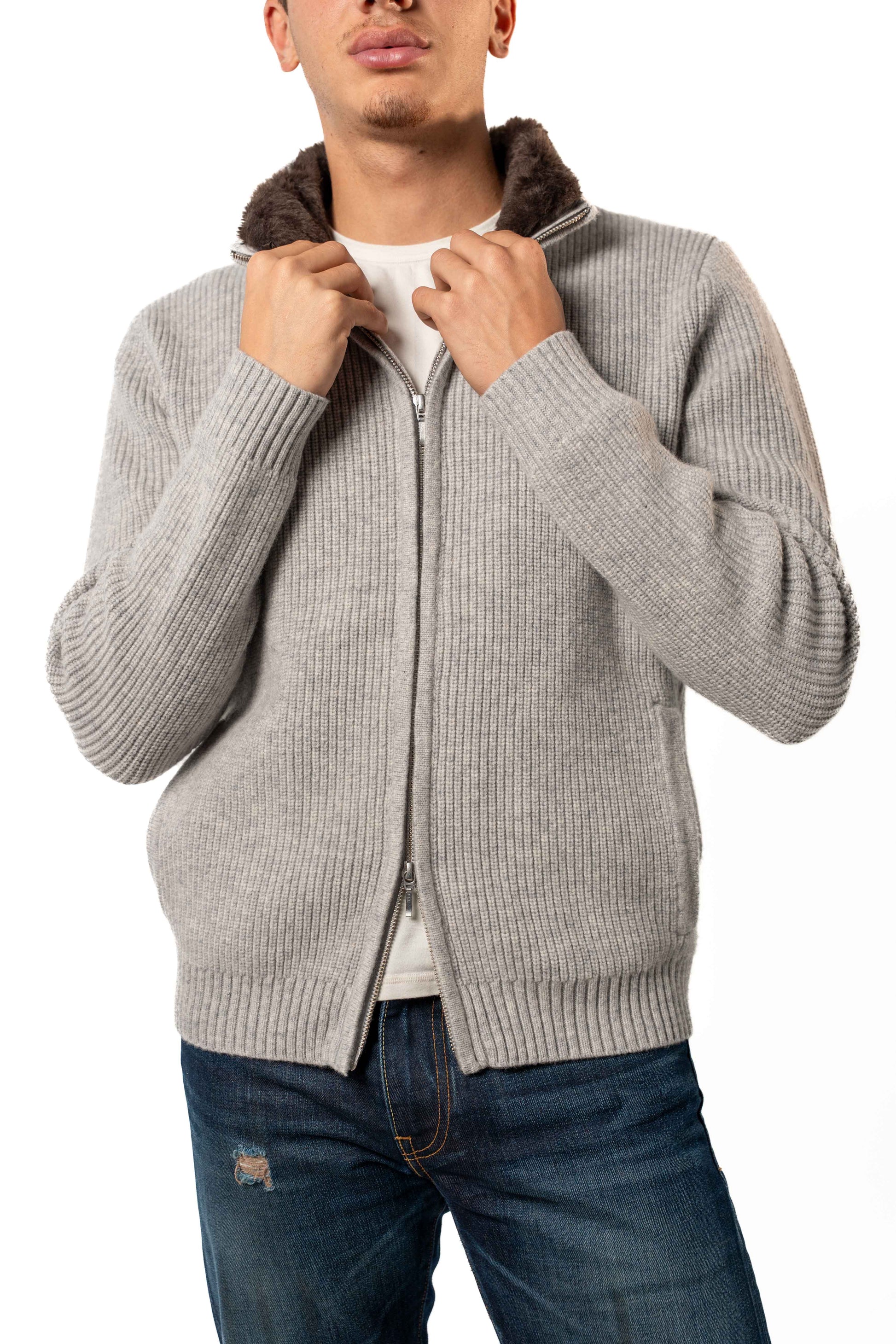 Fur Collar Wool Blouson | Grey