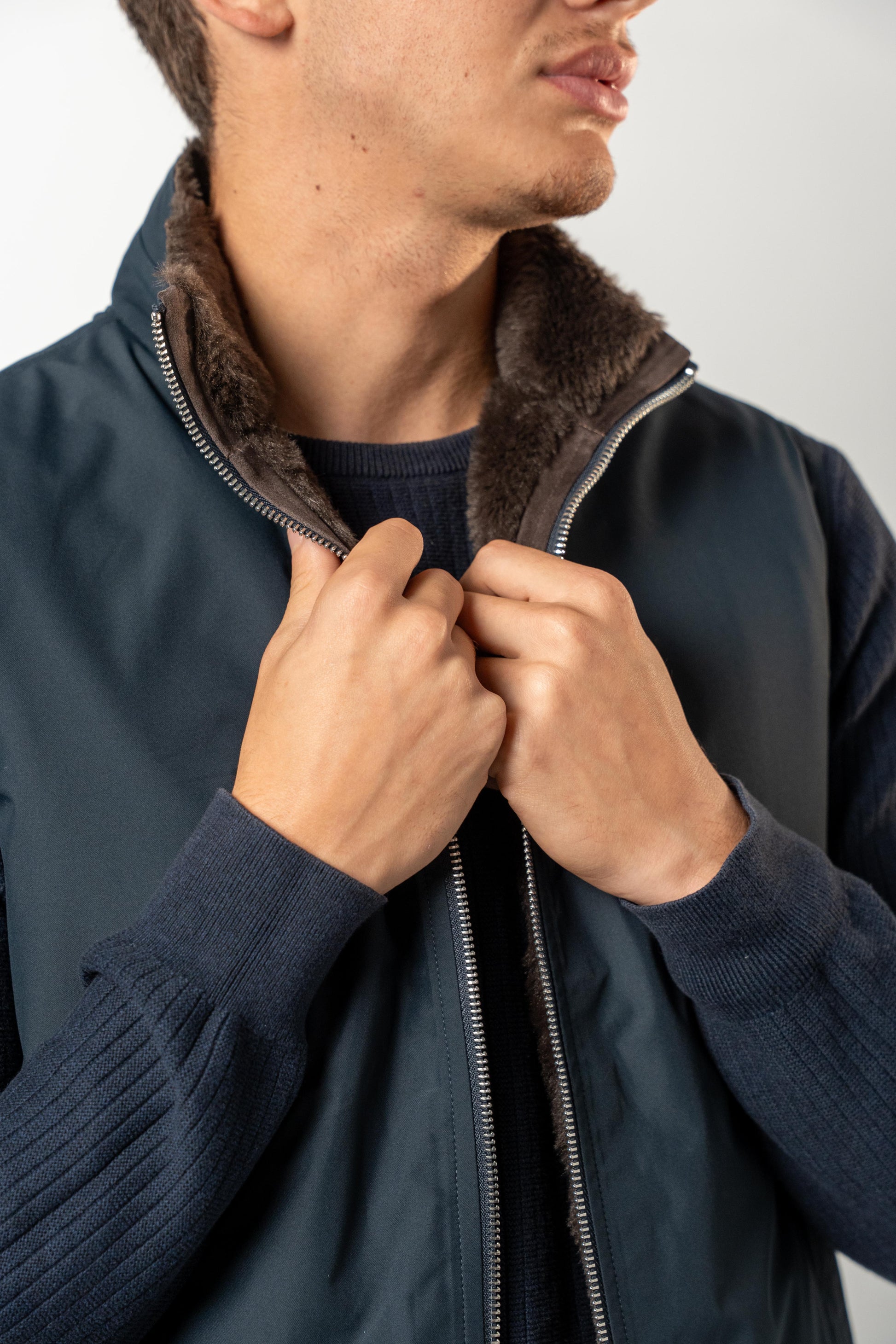 Fur Lined Gilet | Navy