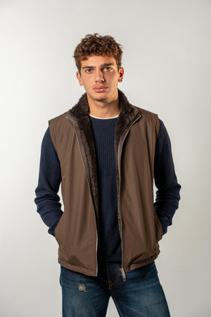 Fur Lined Gilet | Brown
