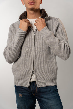 Fur Collar Wool Blouson | Grey