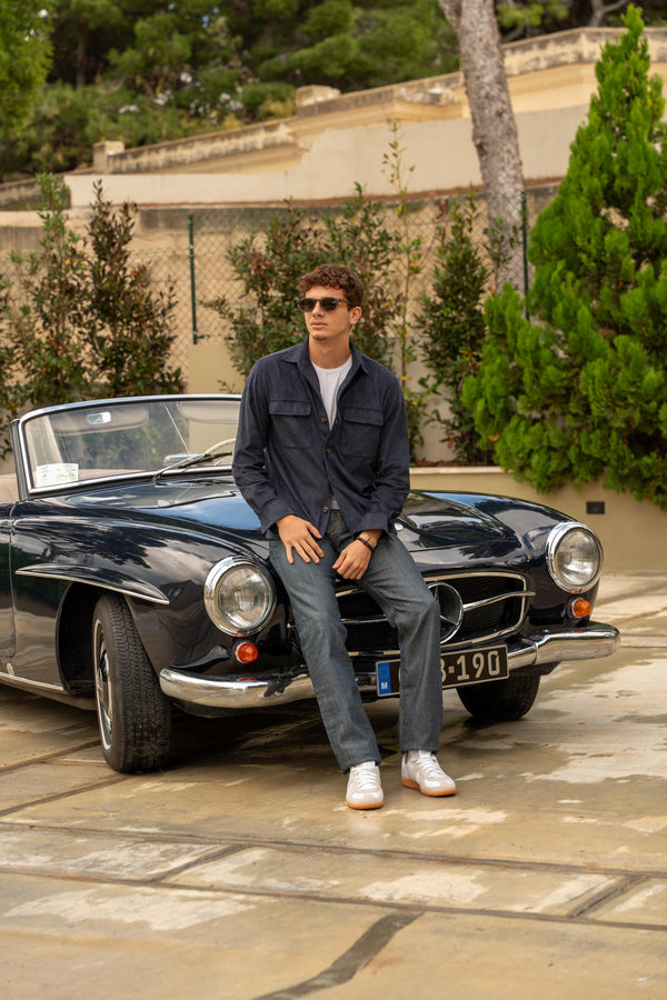 Faux Suede Overshirt | Navy