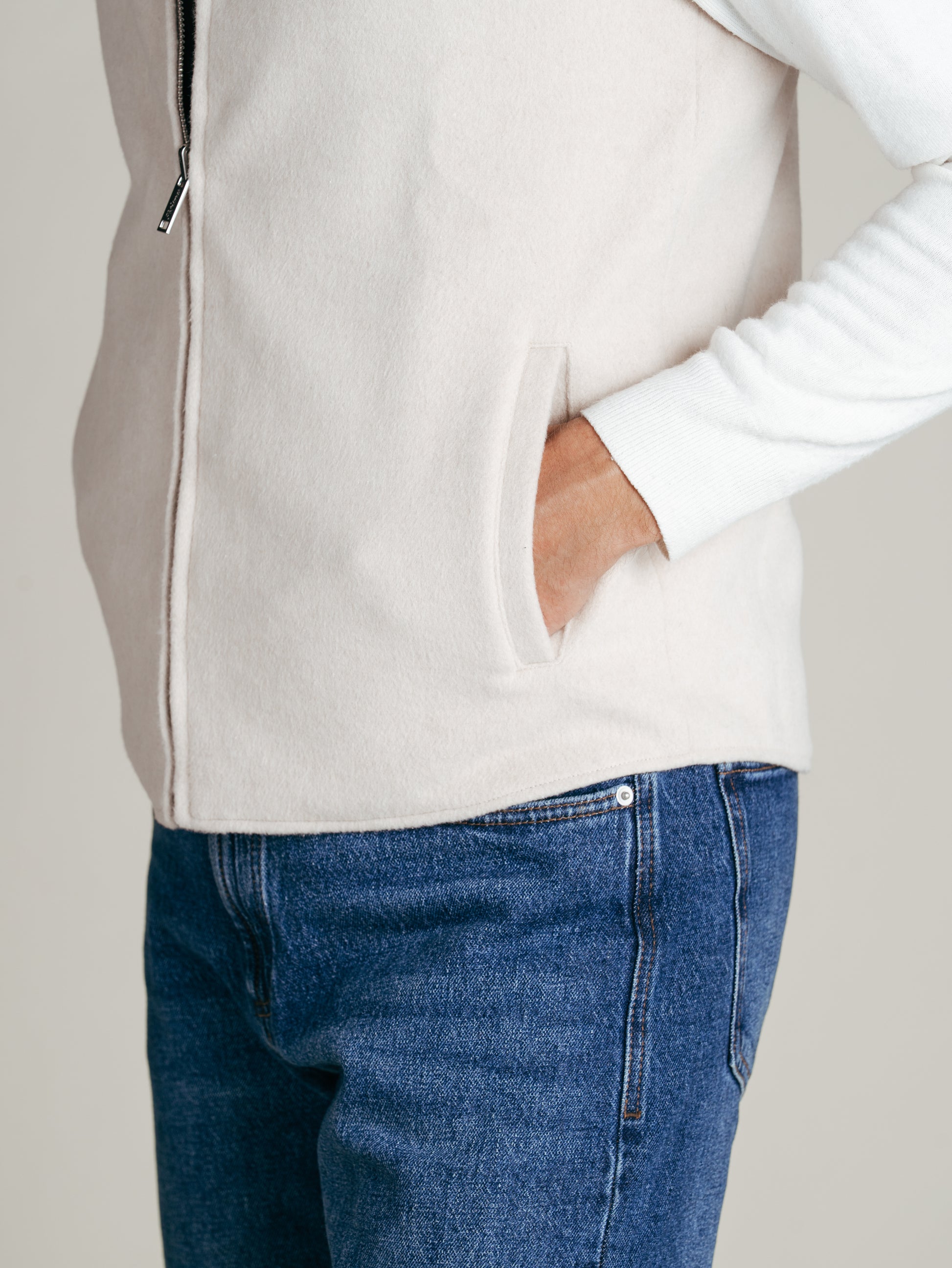 Reversible Wool Gilet | Beige/Navy