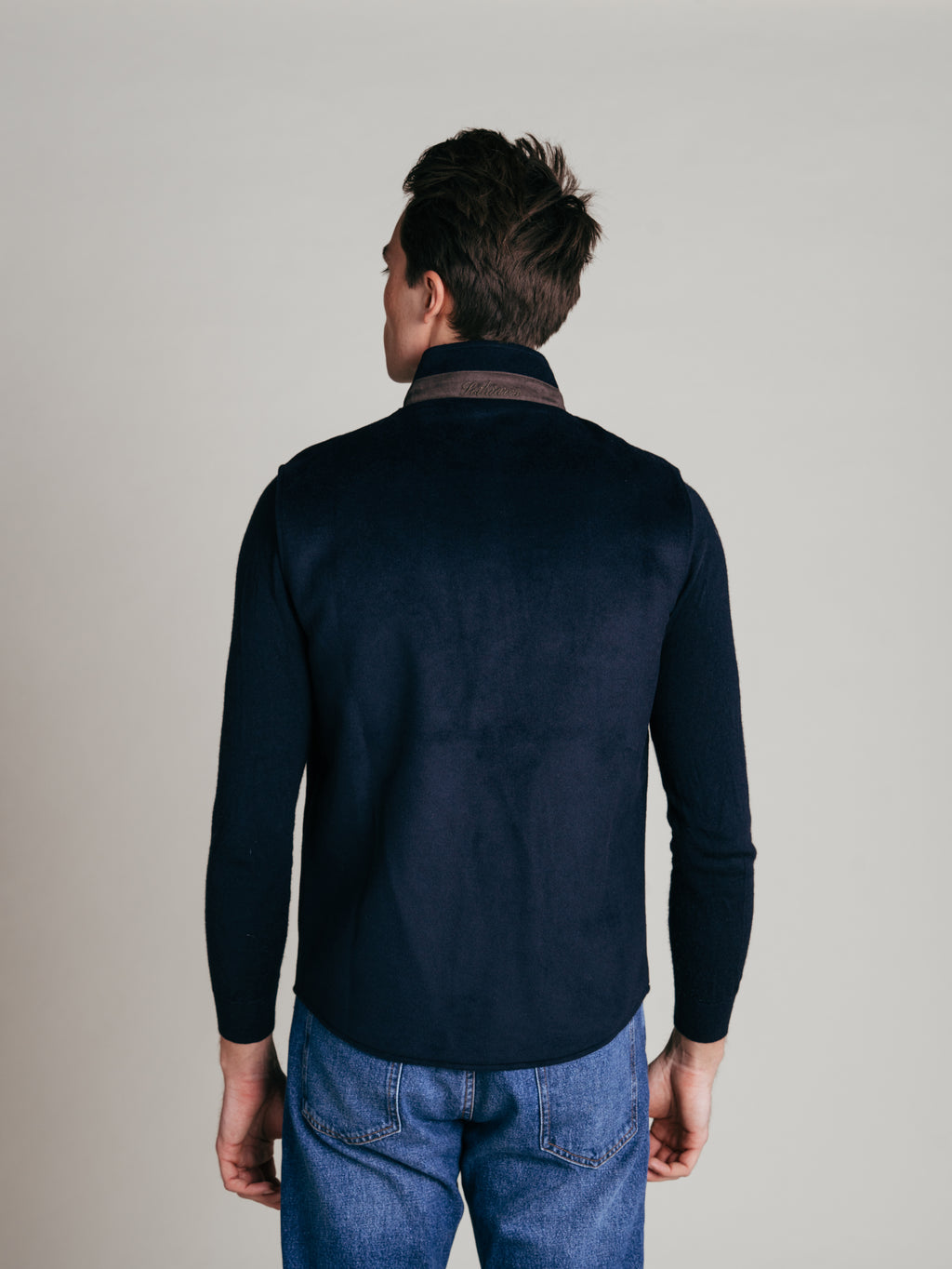 Reversible Wool Gilet | Navy/Grey
