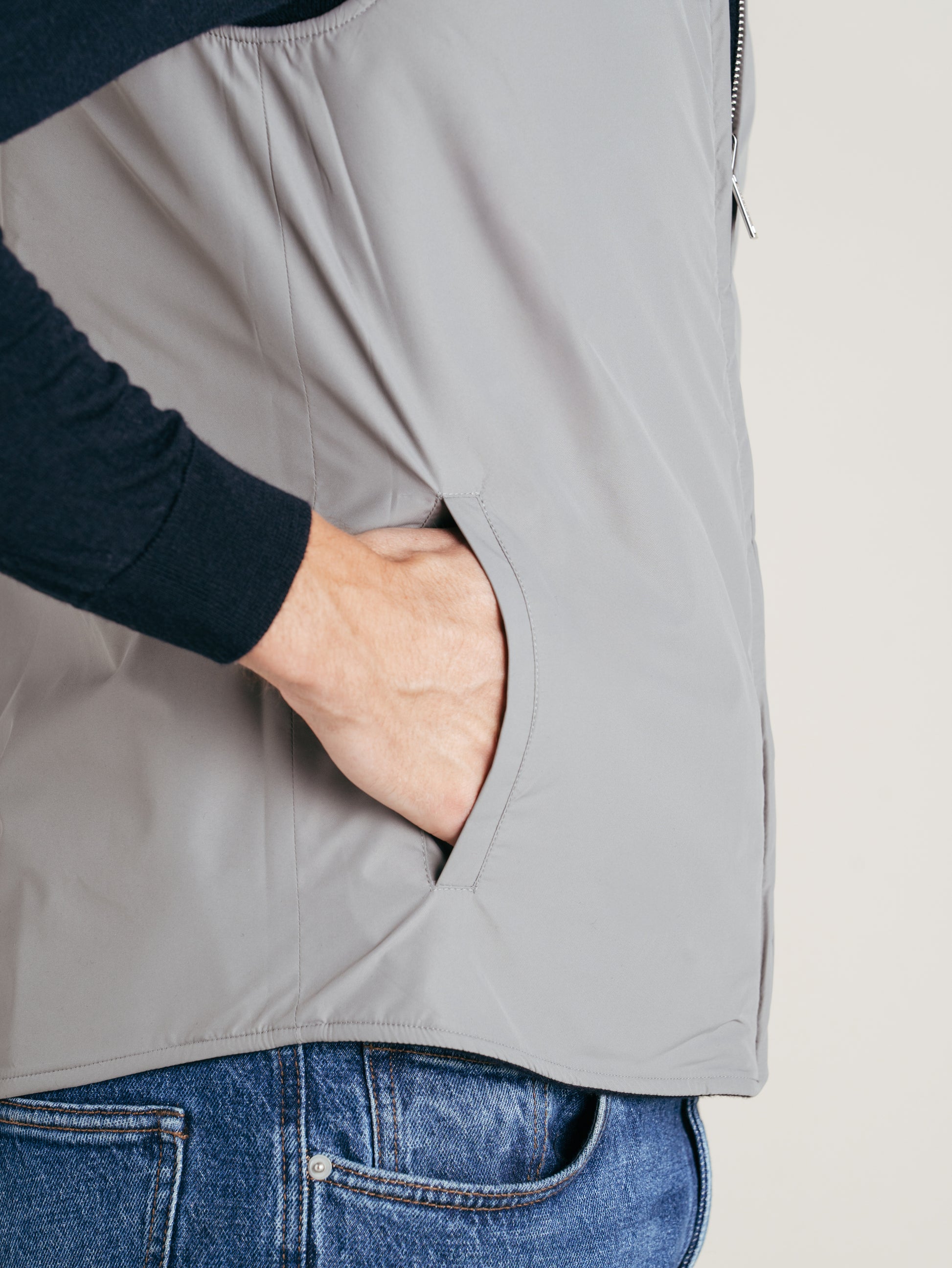 Reversible Wool Gilet | Navy/Grey