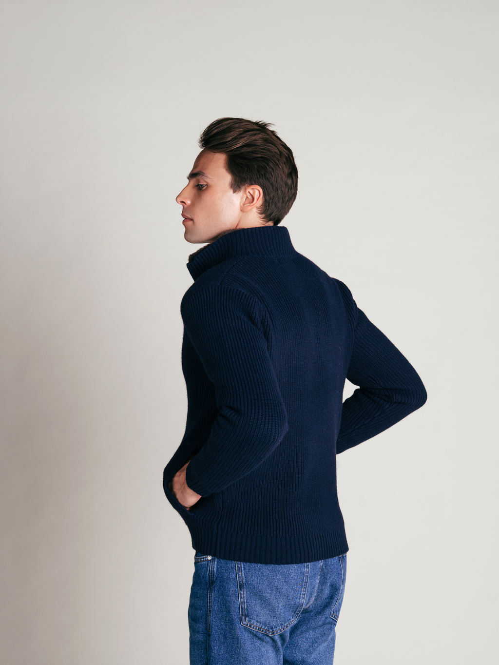 Fur Collar Wool Blouson | Navy