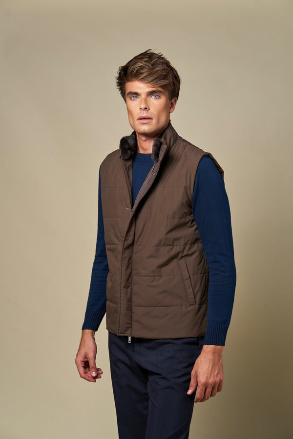 Fur Collar Gilet | Brown
