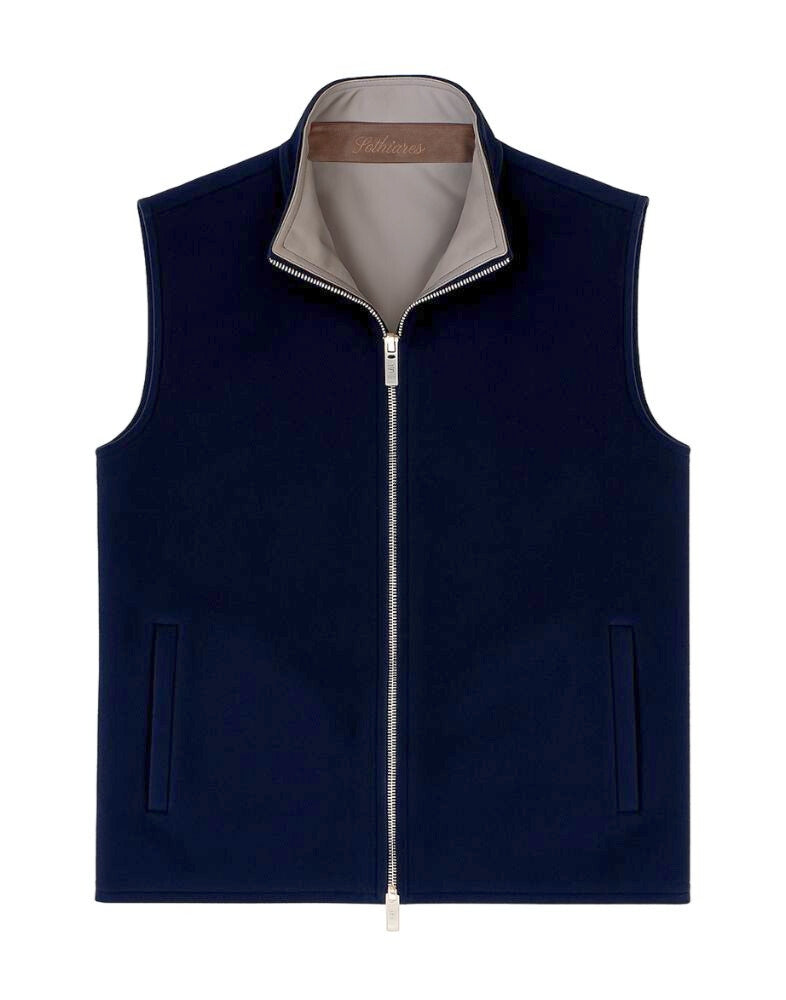Navy Reversible Wool Gilet