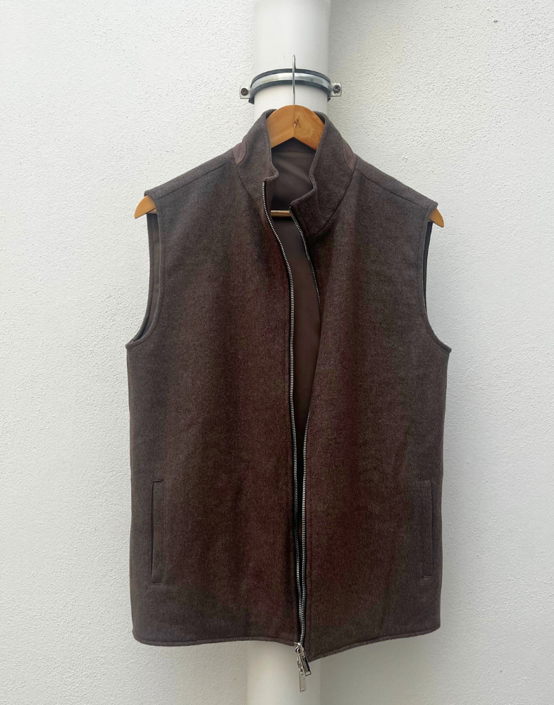 Brown Reversible Wool Gilet