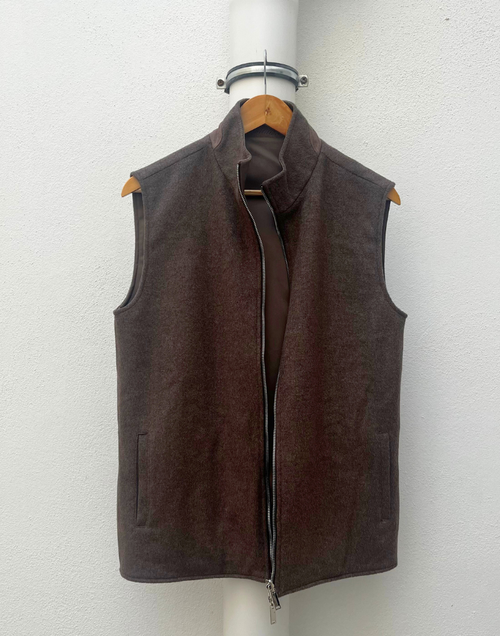 Brown Reversible Wool Gilet