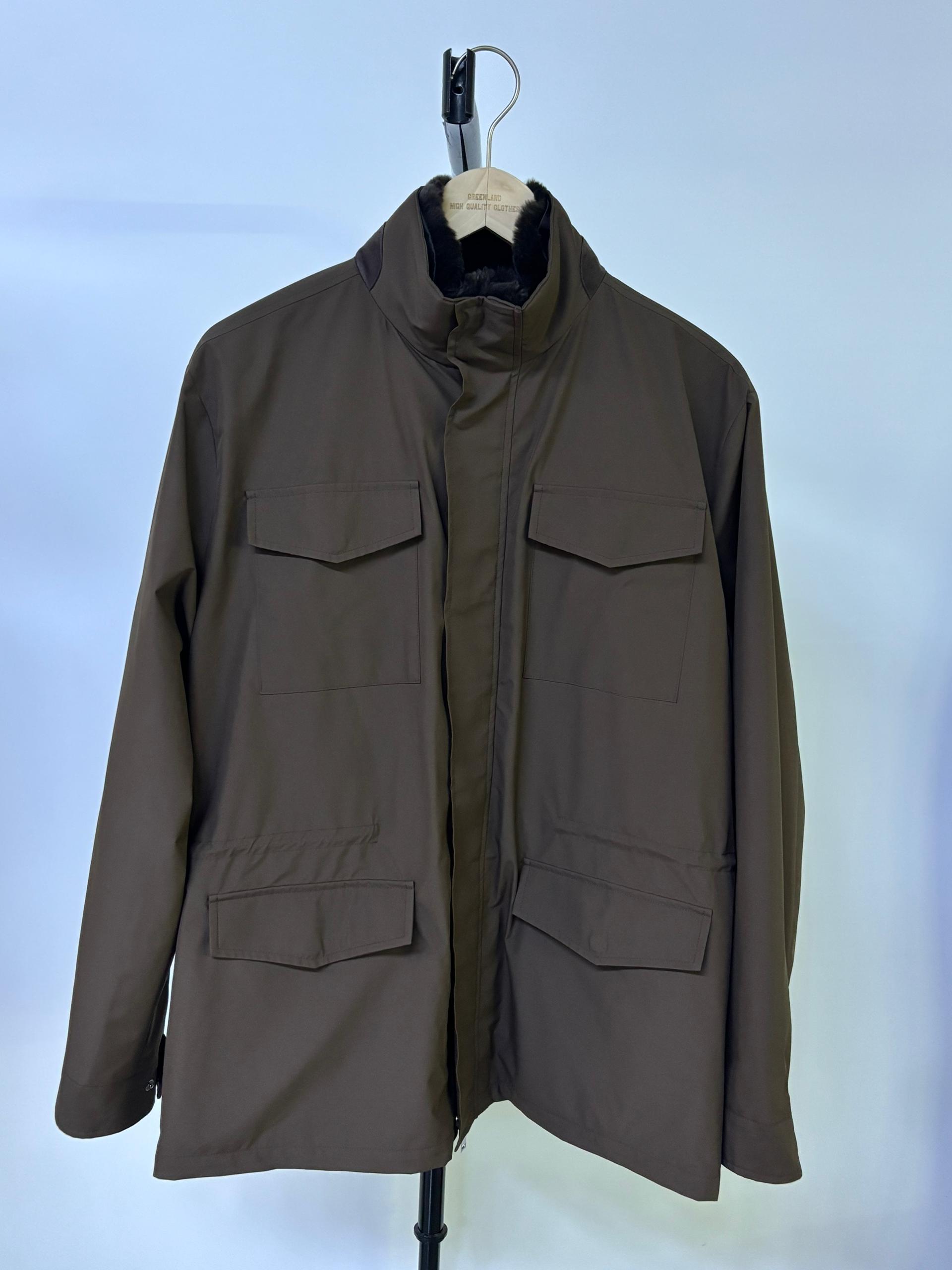 Technical Fur Collar Field Jacket | Brown