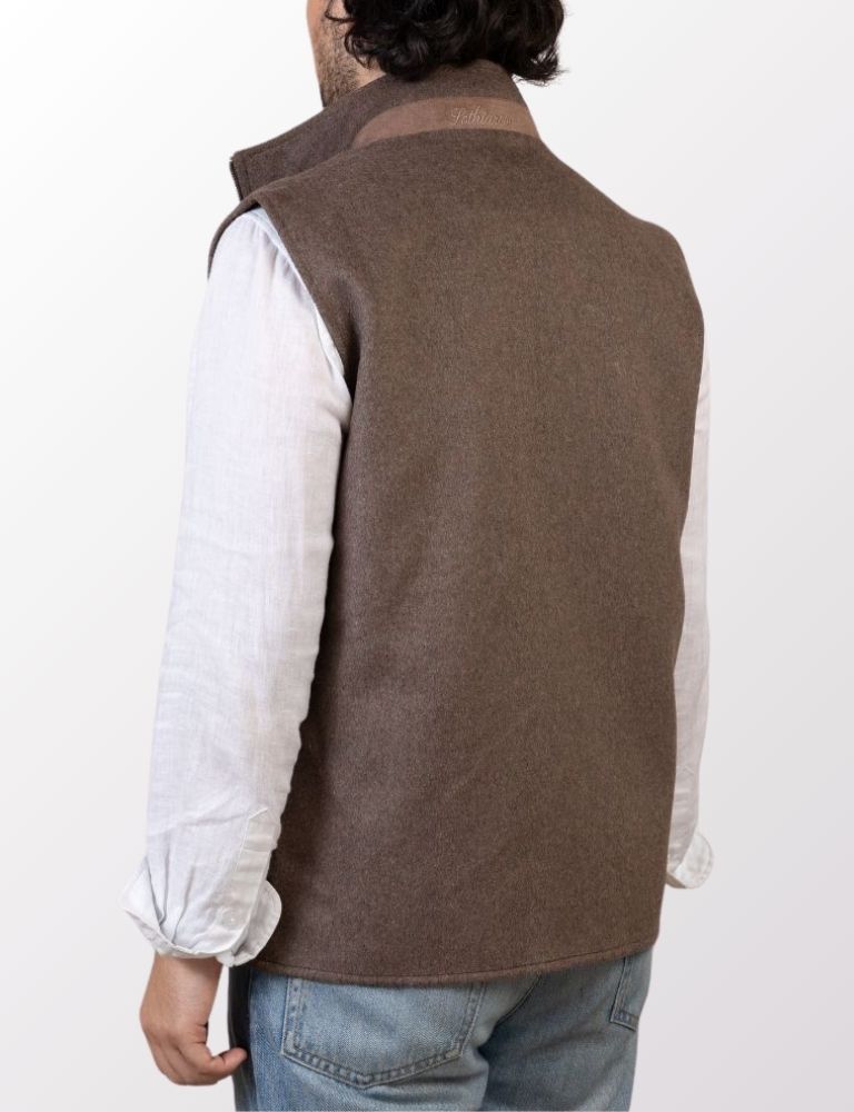 Reversible Wool Gilet | Brown