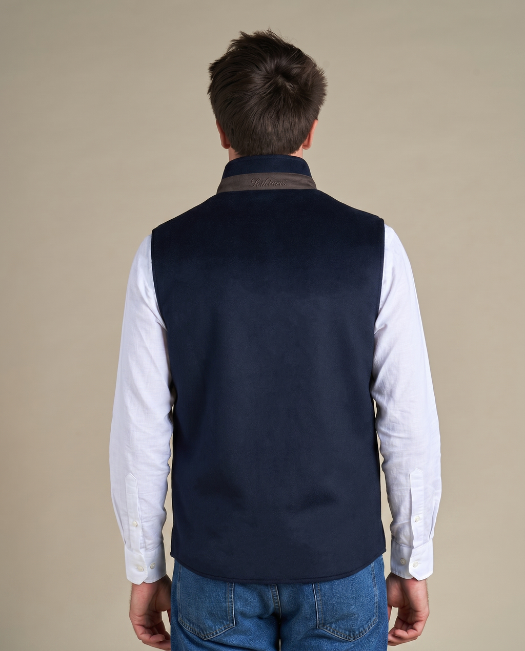 Reversible Wool Gilet | Navy/Grey