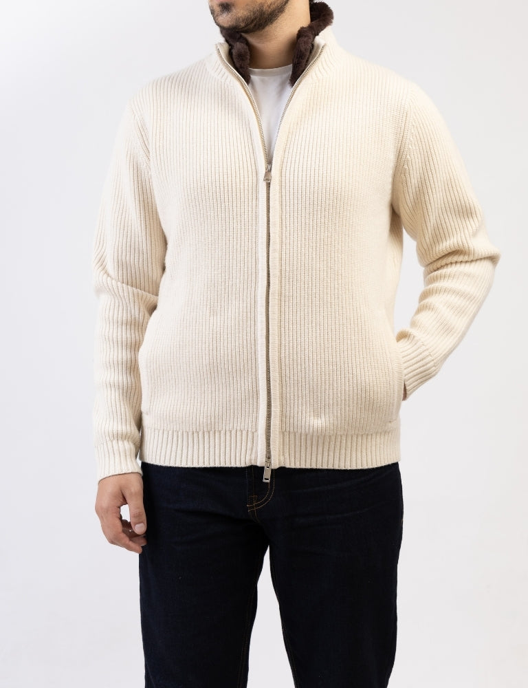Beige Fur Collar Blouson