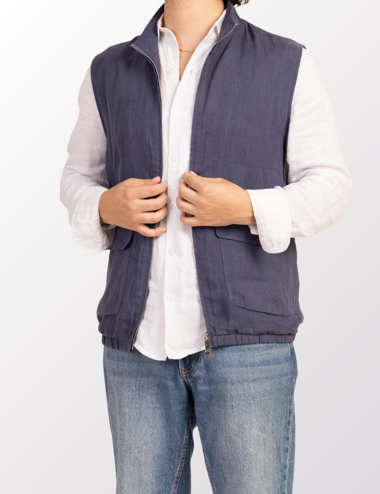 Navy Linen gilet