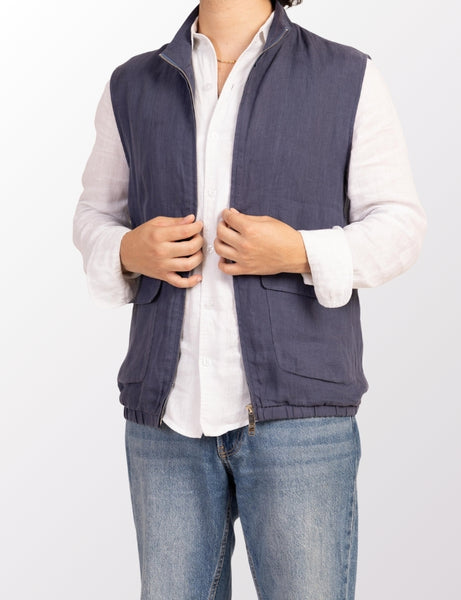 トップス SACRA 23SS LINEN COTTON CHAMBRAY GILET SACRA 23SS LINEN COTTON CHAMBRAY GILET
