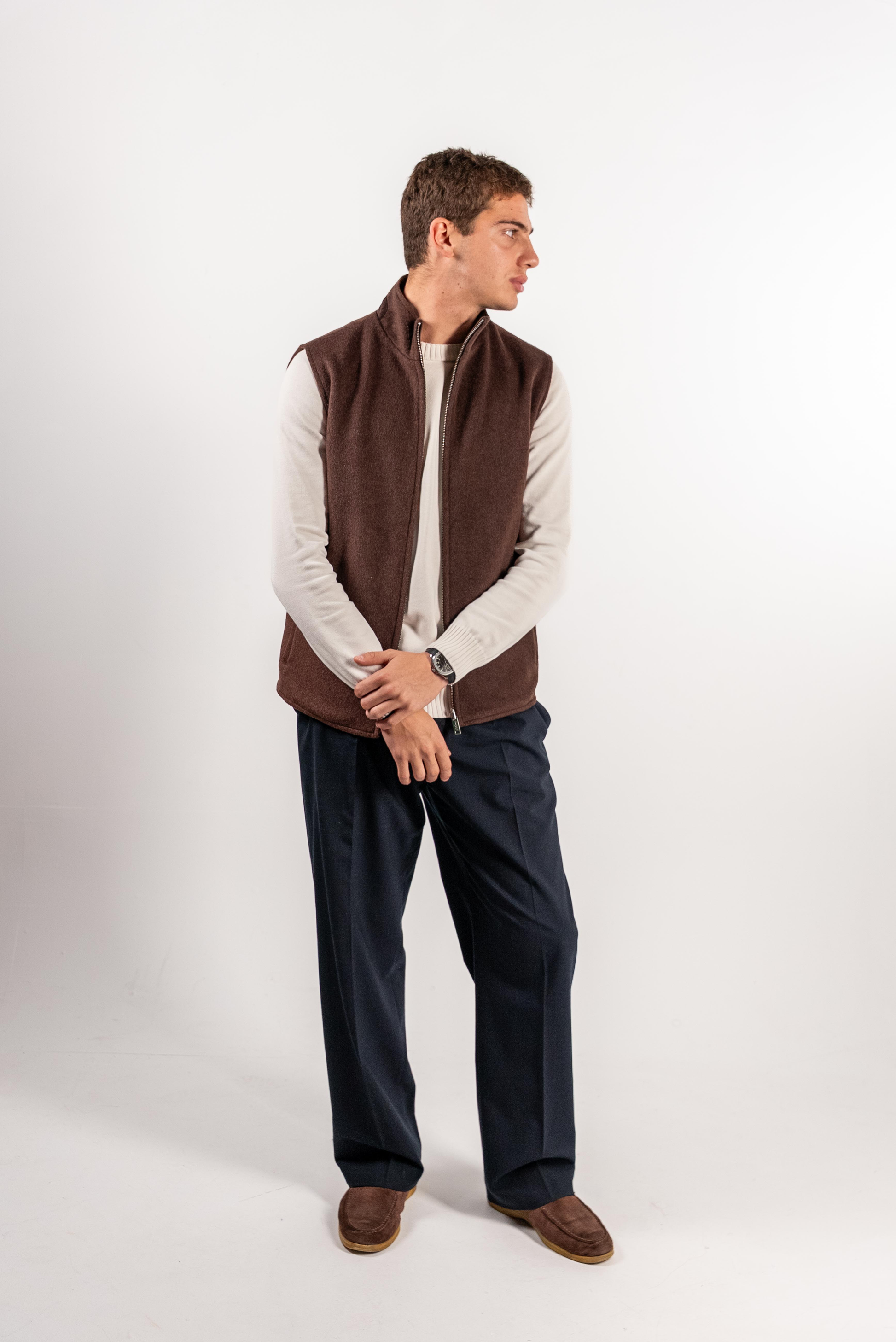 Reversible Wool Gilet | Brown