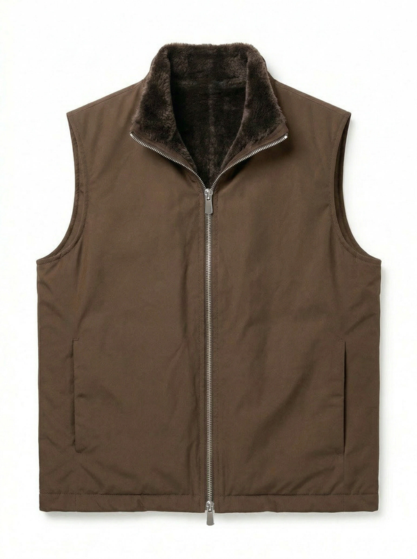 Fur Lined Gilet | Brown