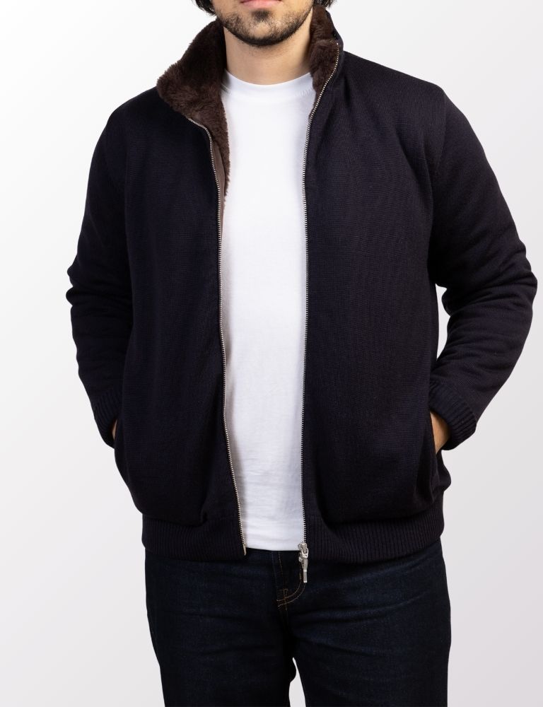 Full Fur lined Cardigan Navy