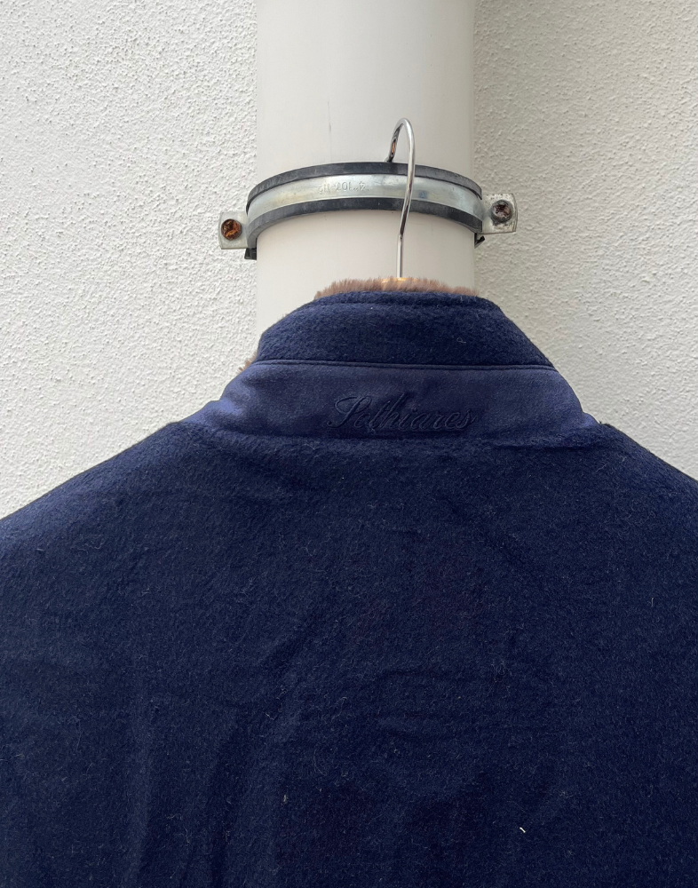 Navy Fur Lined Wool vest
