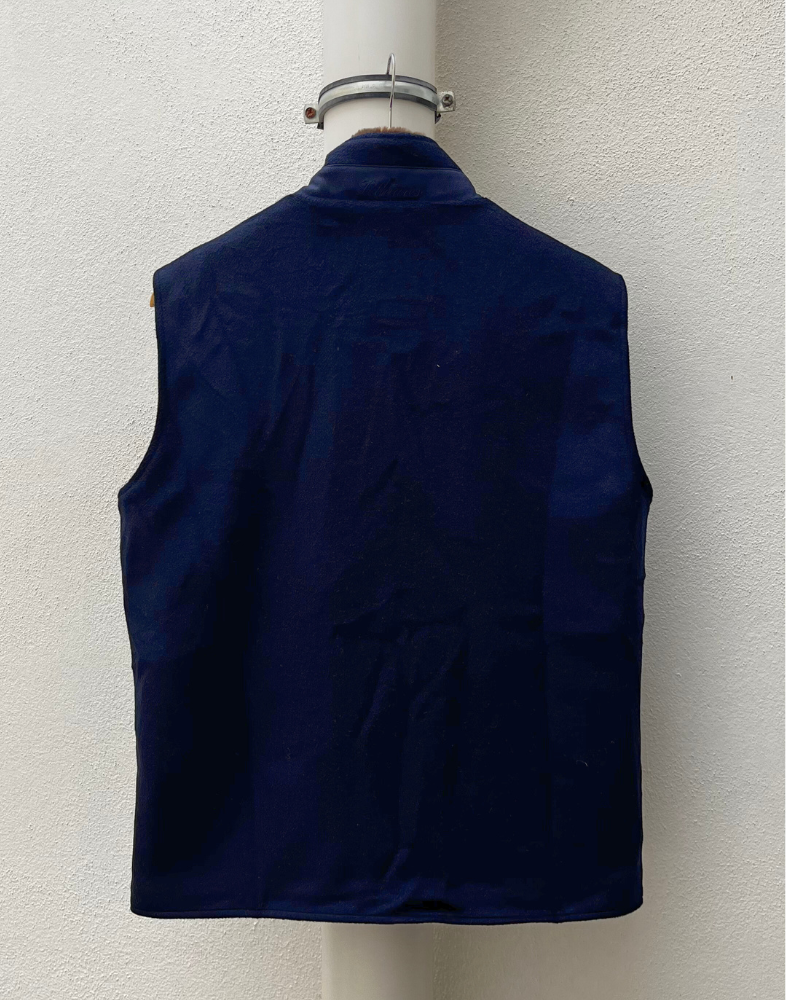 Navy Fur Lined Wool vest