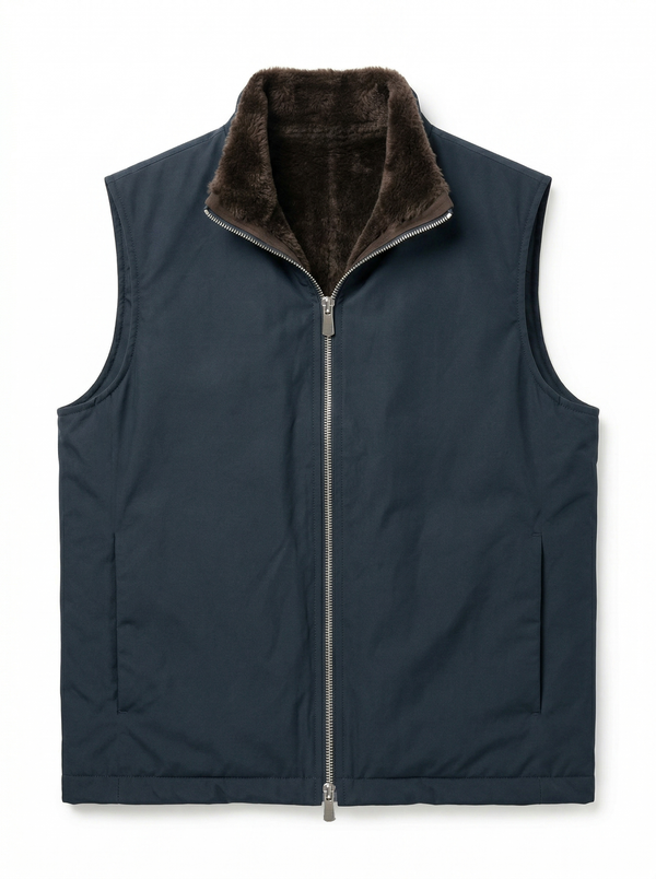 Fur Lined Gilet | Navy