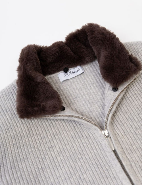 Fur Collar Wool Blouson | Grey