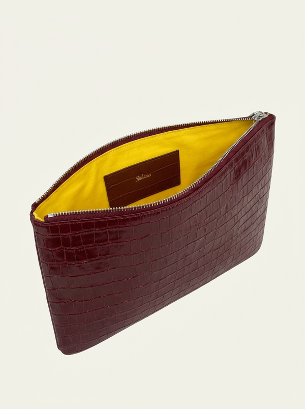 Crocodile Embossed Pouch Red