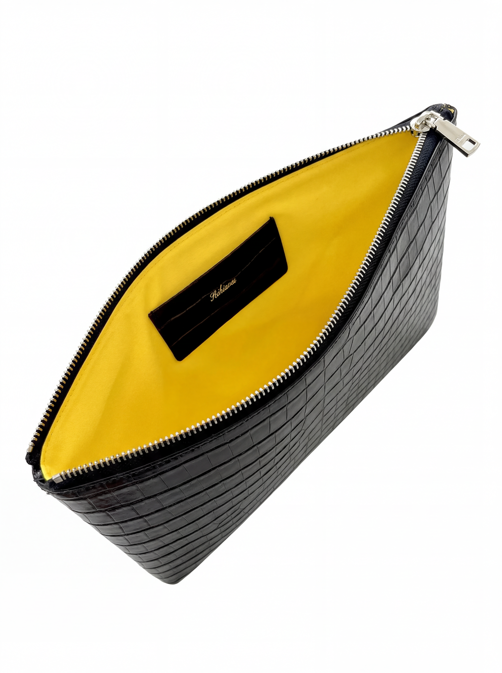 Crocodile Embossed Pouch Black