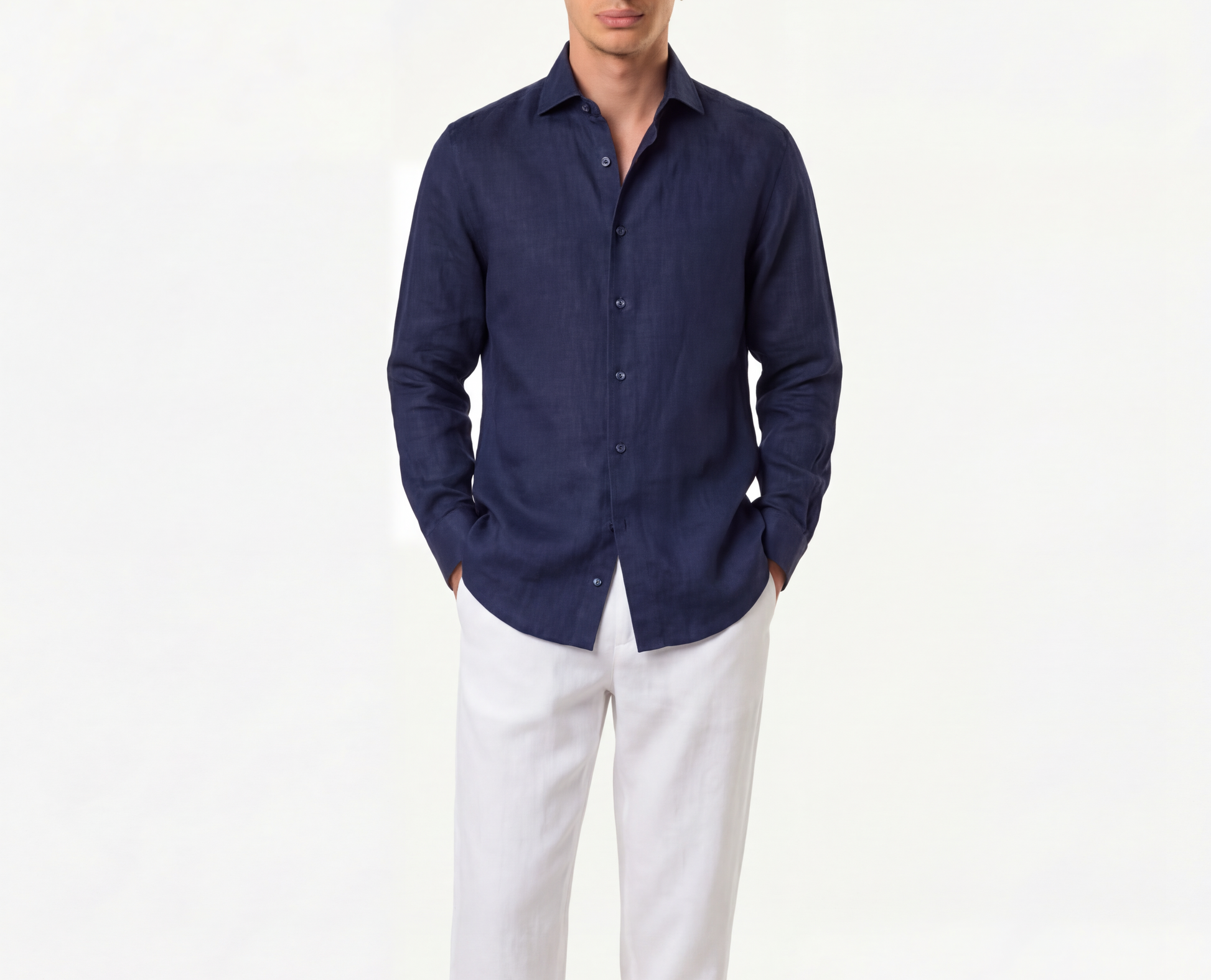 Linen One-Piece Shirt | Navy