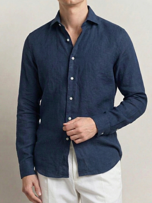 One Piece Linen Shirt | Navy