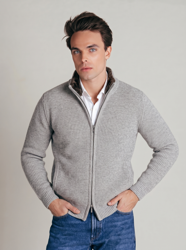 Fur Collar Wool Blouson | Grey