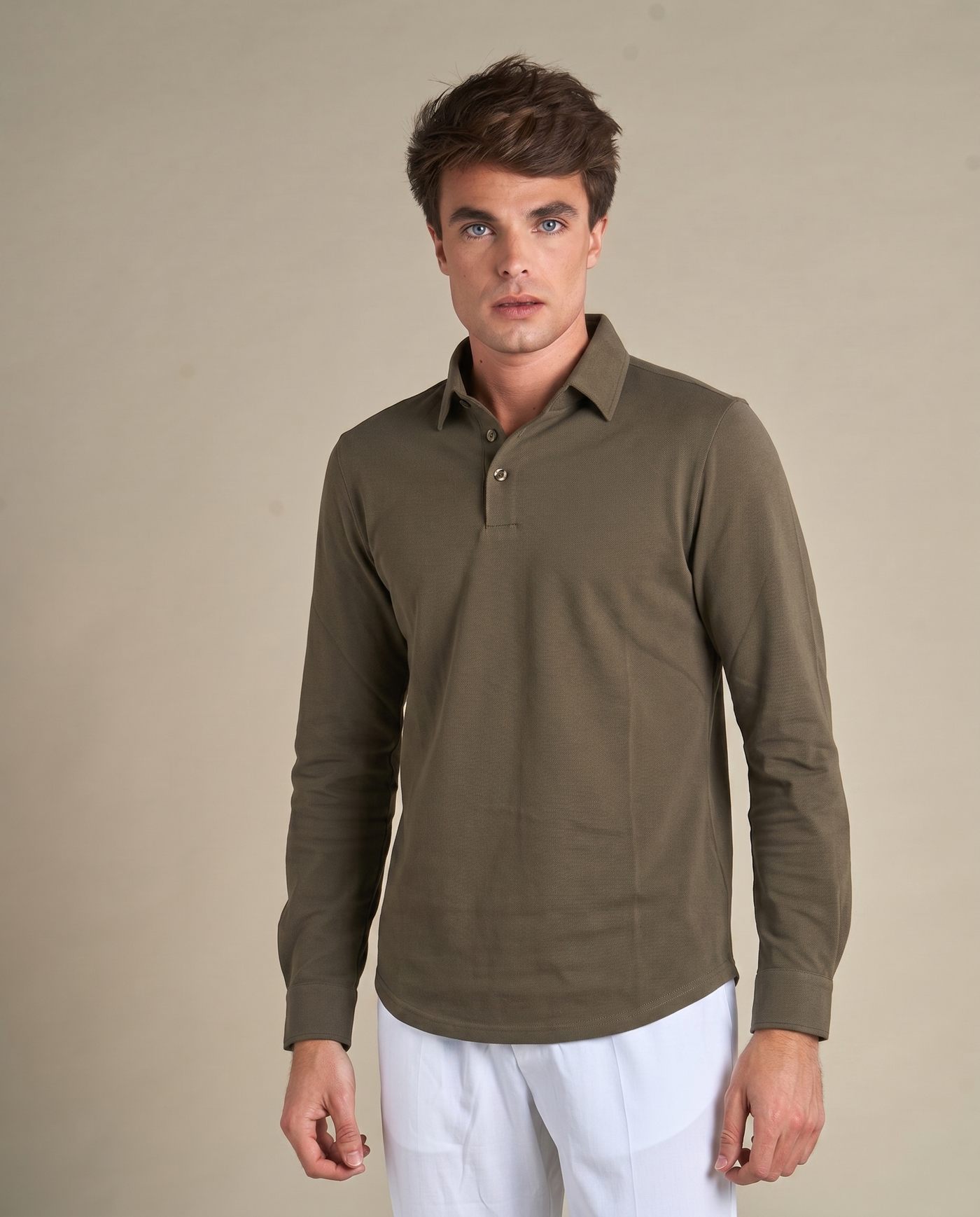 One-Piece Collar Polo | Olive Green