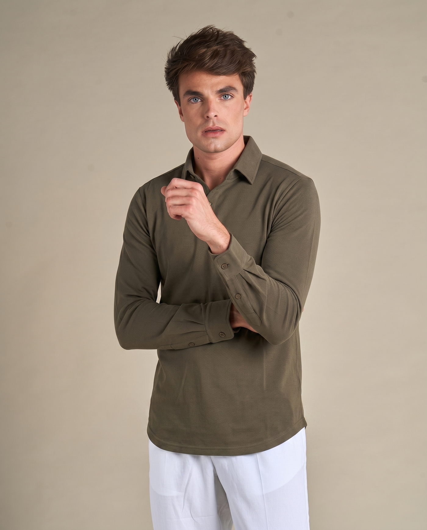 One-Piece Collar Polo | Olive Green