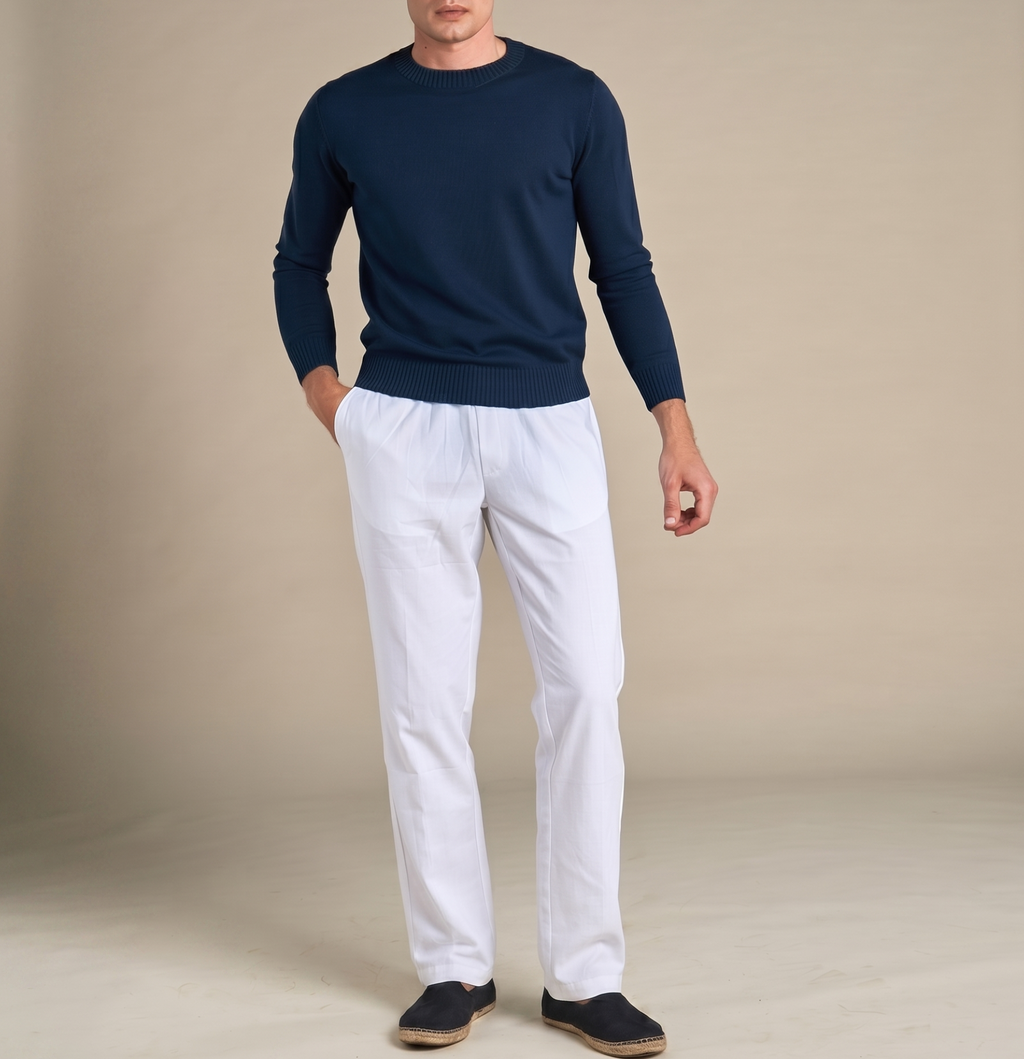Straight Leg Linen trousers | White