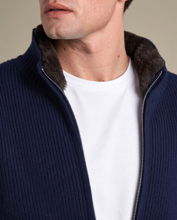 Fur Collar Wool Blouson | Navy