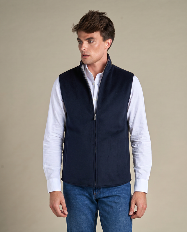 Reversible Wool Gilet | Navy/Grey