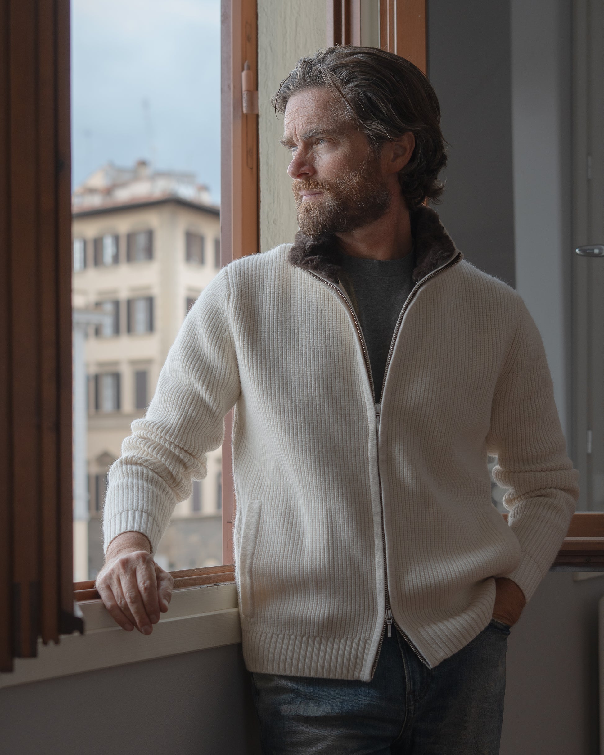 Fur Collar Wool Blouson | Beige