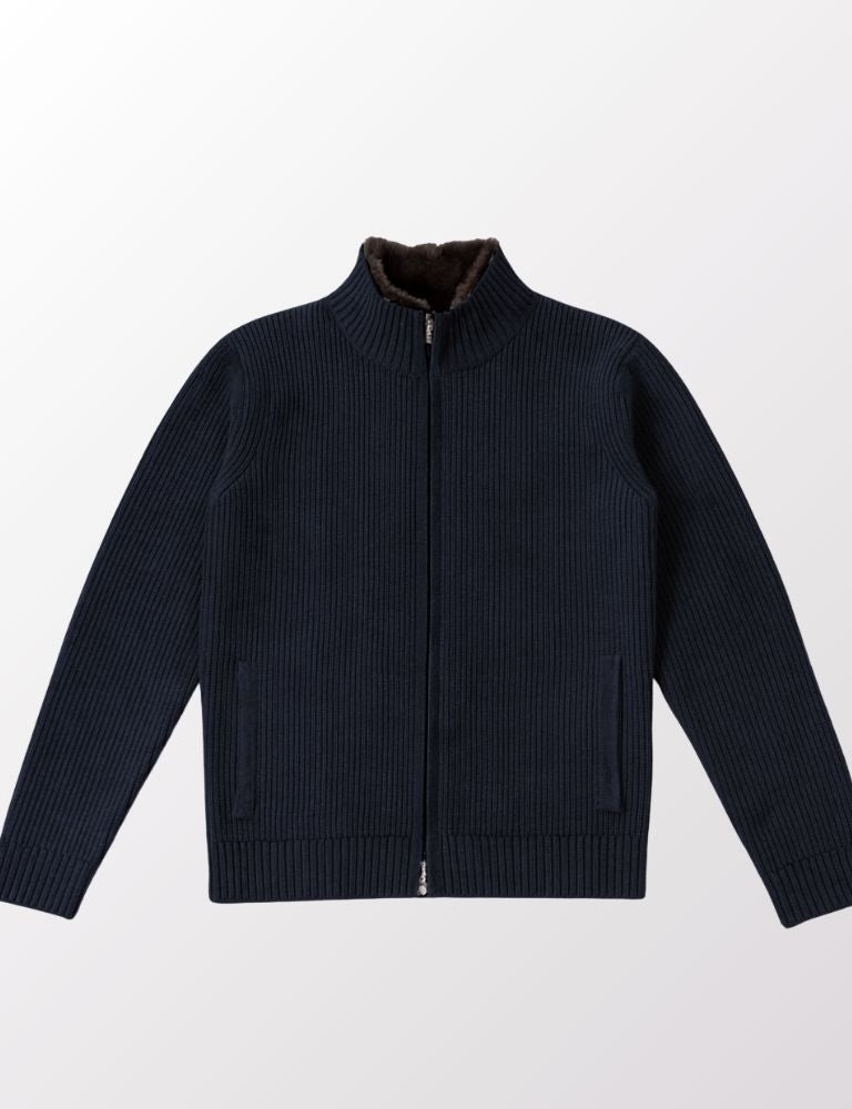 Fur Collar Wool Blouson | Navy