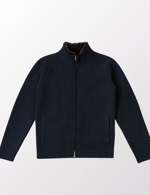 Fur Collar Wool Blouson | Navy
