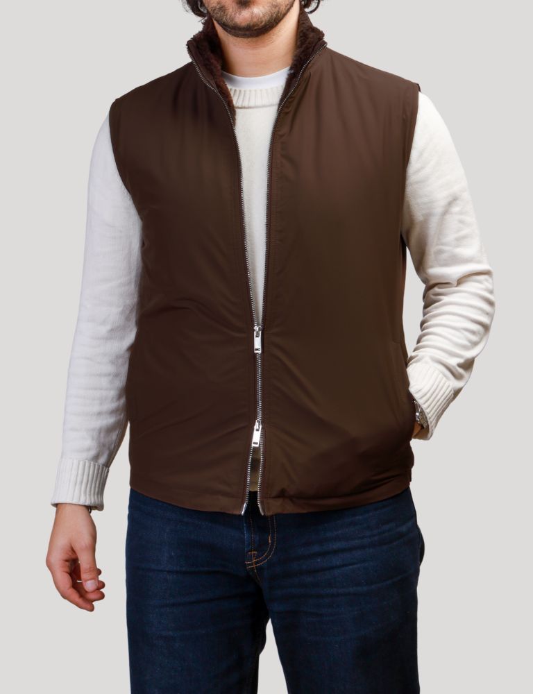 Fur Lined Gilet | Brown