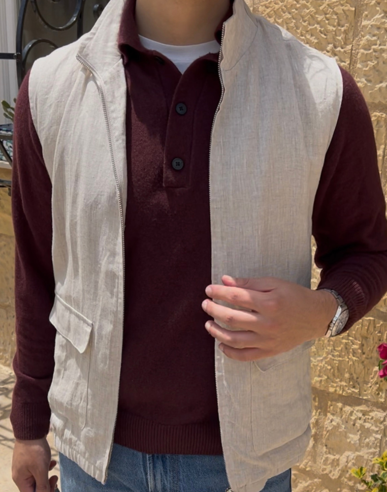 Beige Linen vest