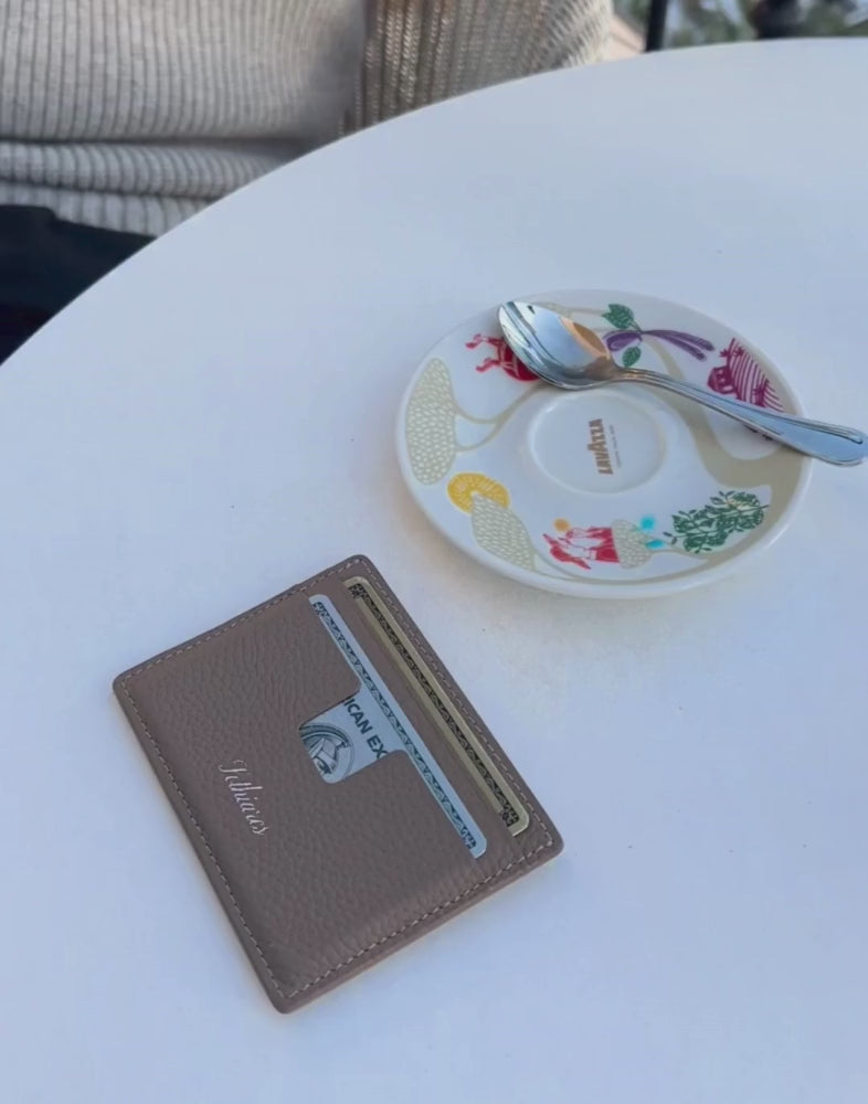 Sothiares Taupe Leather Cardholder
