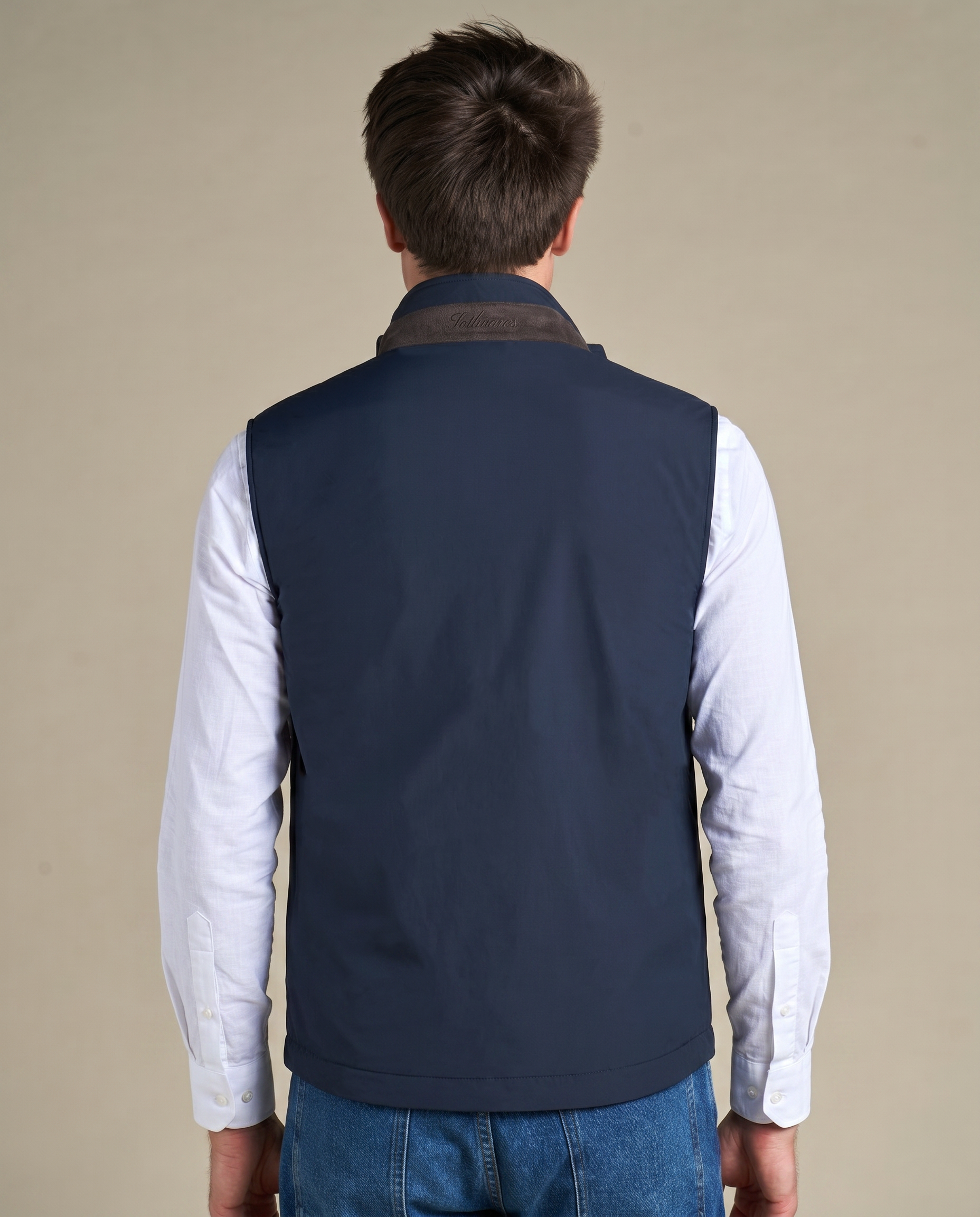 Reversible Wool Gilet | Beige/Navy