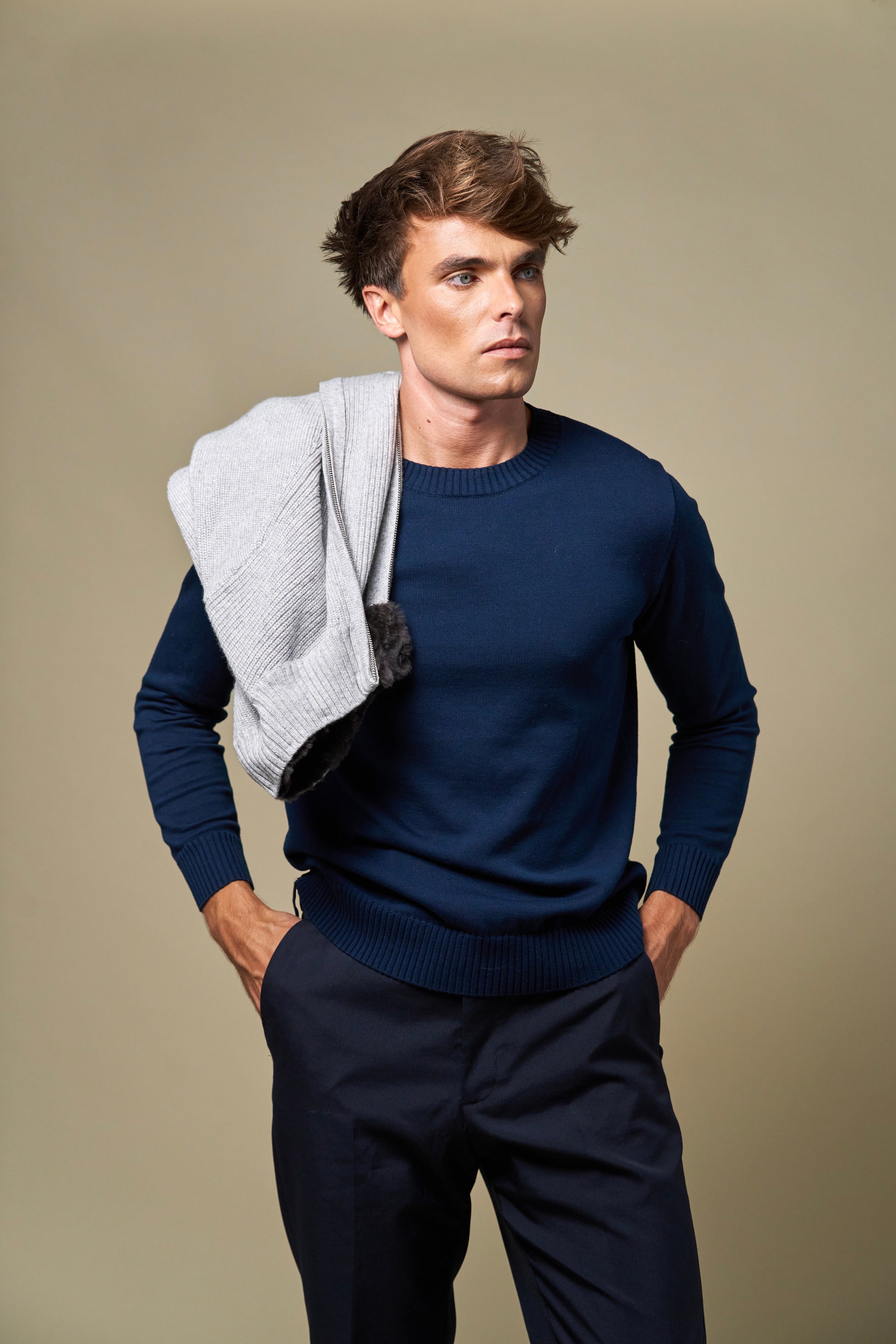 Genuine Fur Collar Blouson | Grey