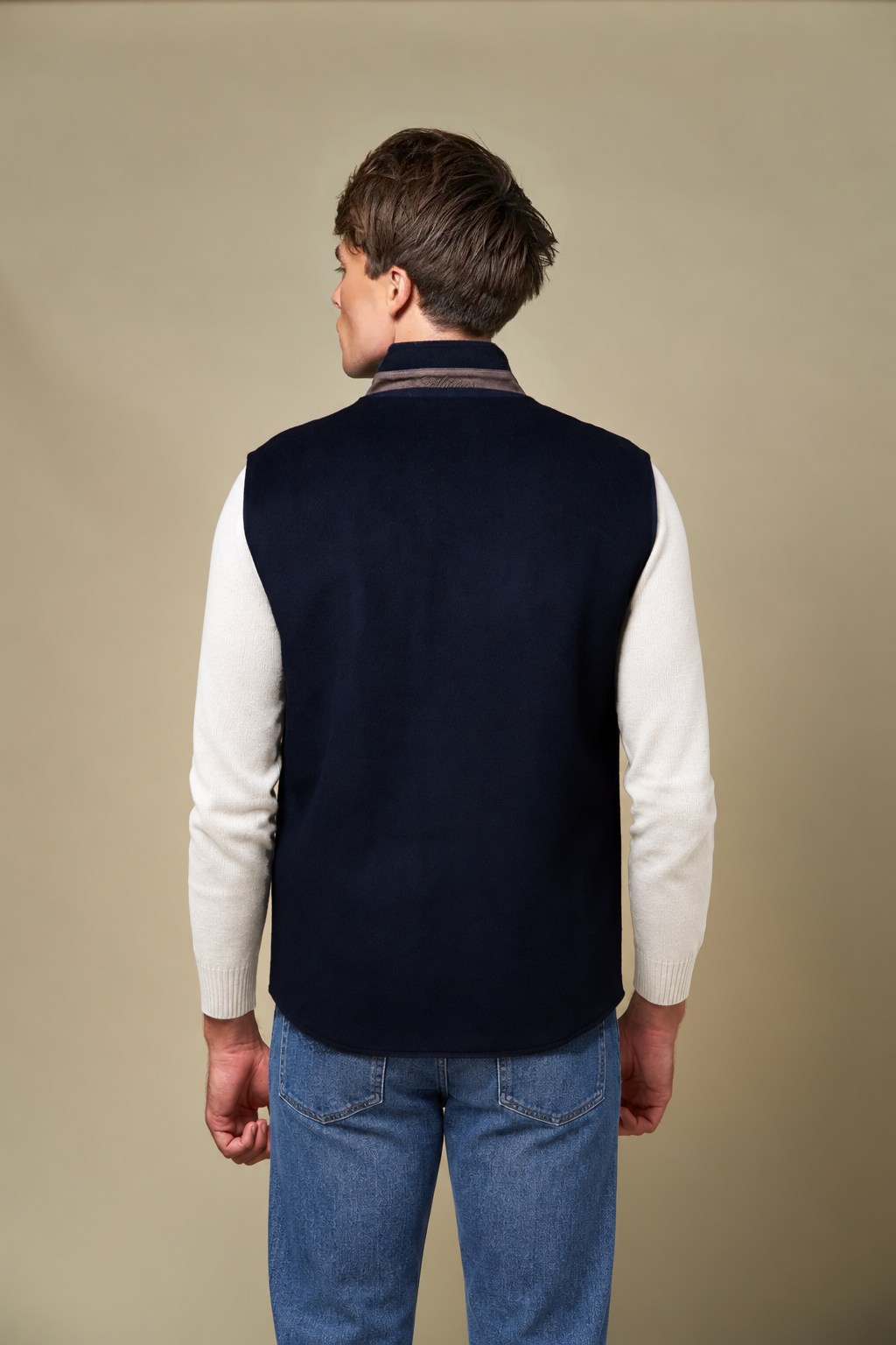 Reversible Wool Gilet | Navy/Grey