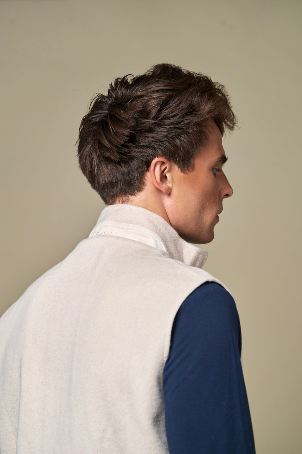 Reversible Wool Gilet | Beige/Navy