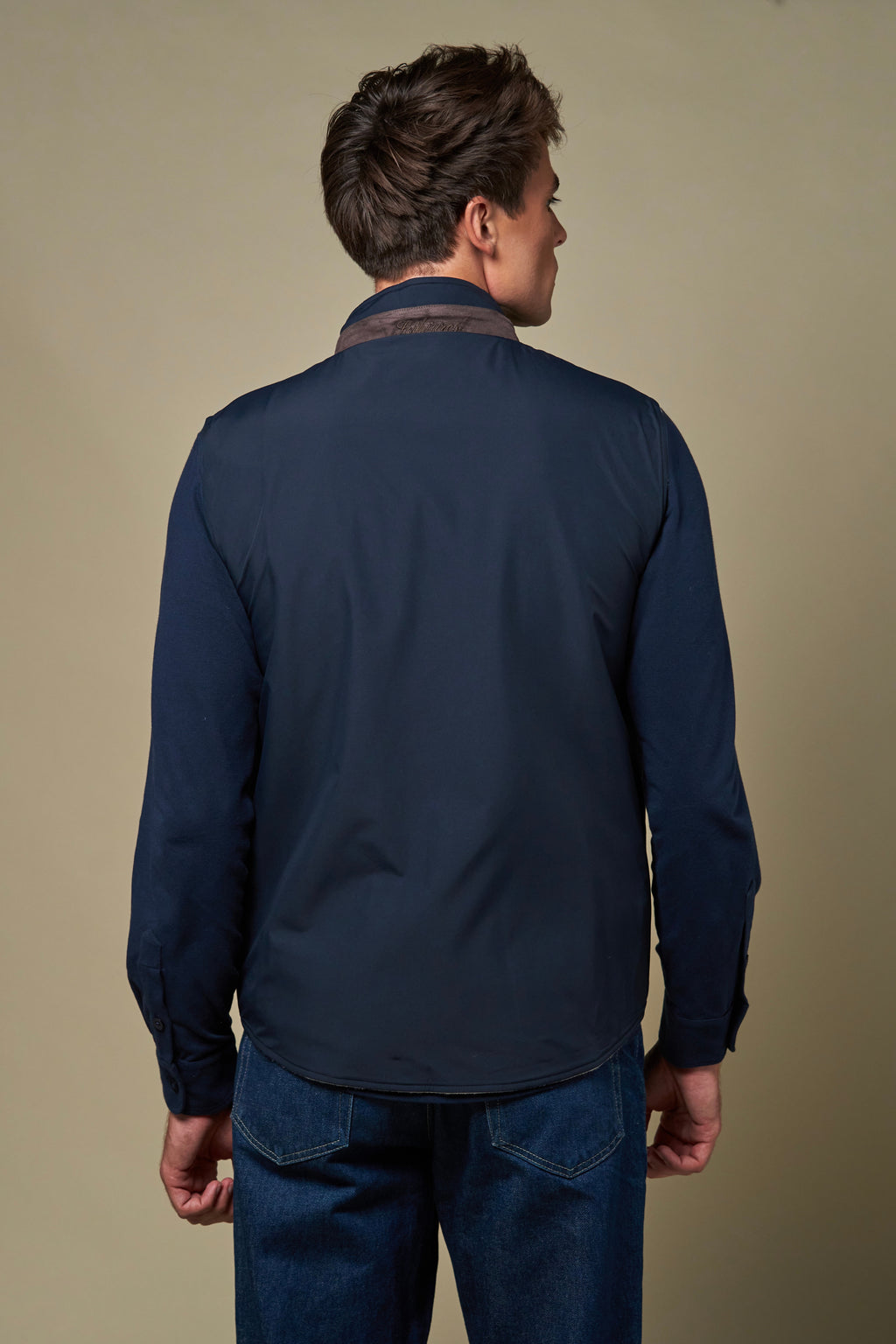 Reversible Wool Gilet | Beige/Navy